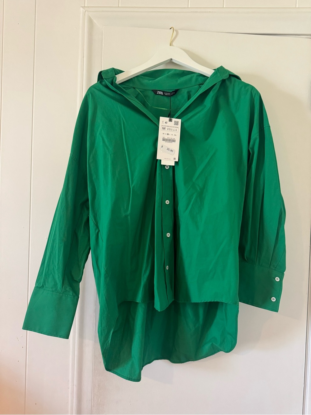 Zara Green Collared Button-Up Shirt